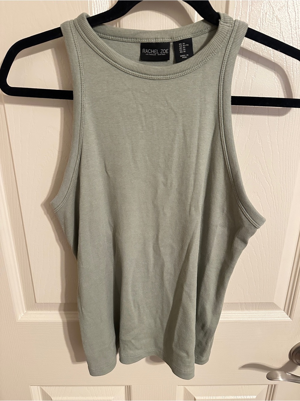 Rachel Zoe Sage Green Ribbed Tank Top, Sz XL